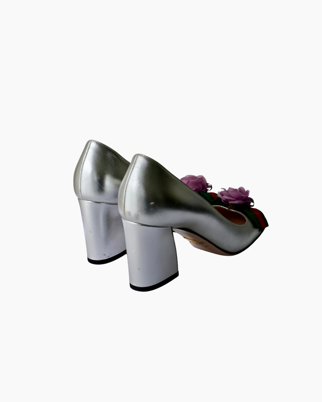 GUCCI METALLIC FLORAL PUMPS (37)