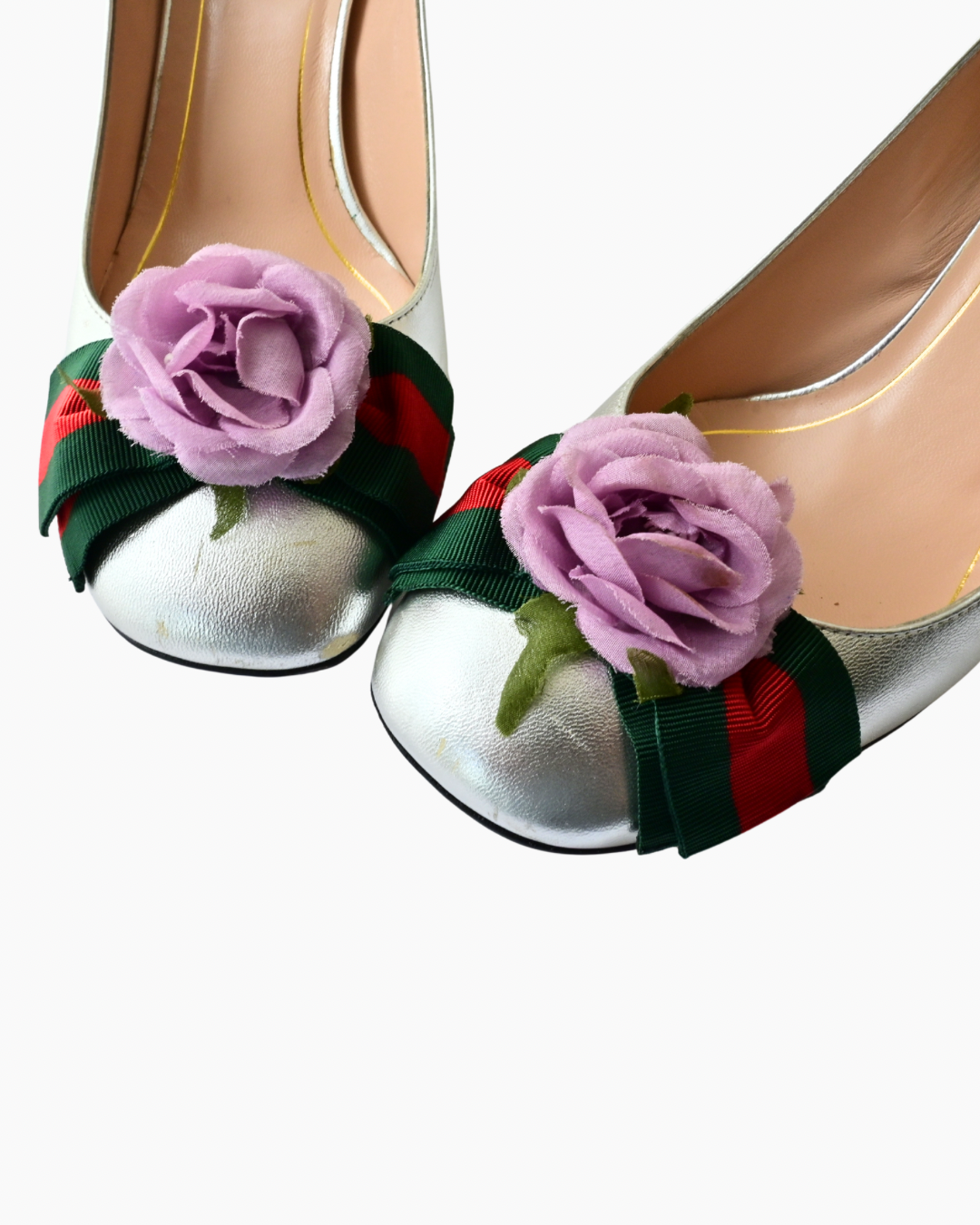 GUCCI METALLIC FLORAL PUMPS (37)