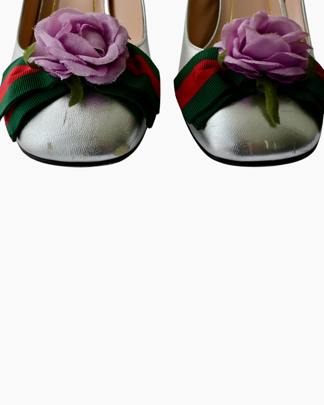 GUCCI METALLIC FLORAL PUMPS (37)